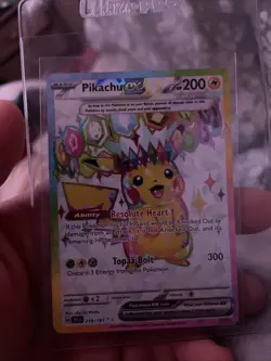 Pokemon TCG Pikachu EX Ultra Rare Holo Card 219/191 Surging Sparks - Image 1