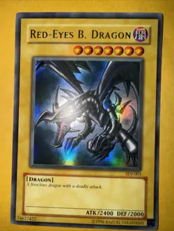 Vintage Yu-Gi-Oh Red Eyes B. Dragon SDJ-001 Rare Trading Card Unlimited - Image 1