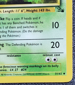 1st Edition Arbok - Fossil - #31/62 - Vintage Pokemon Card 1999 WOTC - Image 4