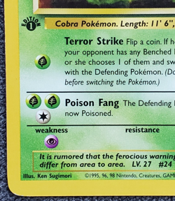 1st Edition Arbok - Fossil - #31/62 - Vintage Pokemon Card 1999 WOTC - Image 5
