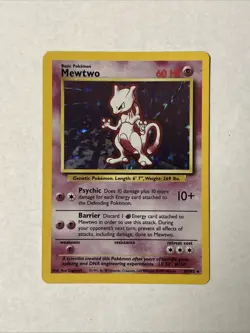 Mewtwo 10/102 Base Set Holo Rare Pokemon Card Nintendo Pokemon TCG WOTC NM / LP - Image 1