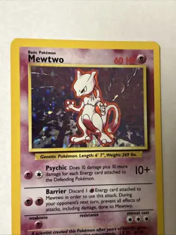 Mewtwo 10/102 Base Set Holo Rare Pokemon Card Nintendo Pokemon TCG WOTC NM / LP - Image 2