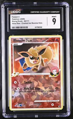 CGC 9 MINT Flareon 4 Rising Rivals 60/111 Cracked Ice Reverse Holo Pokemon Card - Image 1