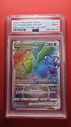 2022 Pokemon SWSH Brilliant Stars Charizard VSTAR F/A #174 Secret PSA 9 Mint - Image 1
