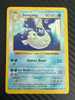 Pokemon TCG Dewgong Base Set 25/102 Regular Shadowless Uncommon HP - Image 1