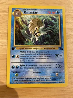 Pokemon TCG Omastar Fossil 1st Edition Uncommon Card 40/62 - Image 1