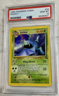 Pokemon 1999 Fossil Golbat 34/62 PSA 10 Uncommon Unlimited Regular Wizards - Image 1