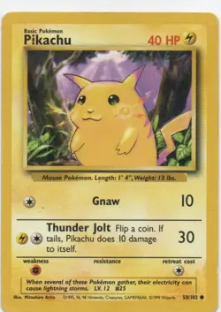 Pokemon Base Set Pikachu Unlimited #58/102 – Vintage WOTC Classic - Image 1