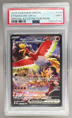 139345748 Ethan's Ho-Oh ex 2025 Pokemon Destined Rivals #230 PSA 9 - Image 1