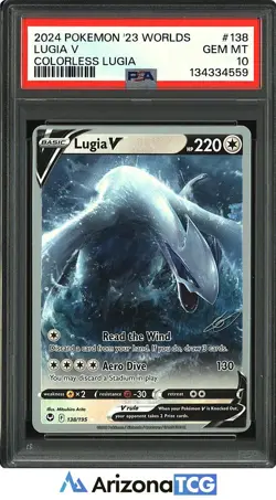 Pokemon 2024 Lugia V 138 Colorless Lugia 2023 World Championships GEM MT PSA 10 - Image 1