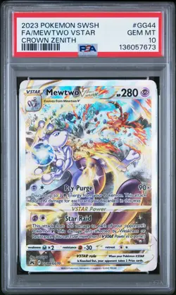 POKEMON 2023 MEWTWO VSTAR SWORD AND SHIELD CROWN ZENITH #GG44 PSA 10 - Image 1
