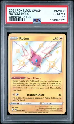 2021 POKEMON SWORD & SHIELD SHINING FATES #SV038 ROTOM-HOLO PSA 10 - Image 1