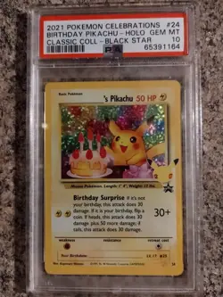 2021 Pokemon CELEBRATIONS CLASSIC COLLECTION #24 BIRTHDAY PIKACHU HOLO PSA 10 - Image 1