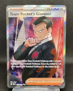 Team Rocket’s Giovanni Illustration Rare 225/182 Destined Rivals Pokemon TCG NM - Image 1
