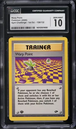 2000 Pokemon Gym Challenge 1st Edition Warp Point #126 CGC 10 GEM MINT (POP 27) - Image 1