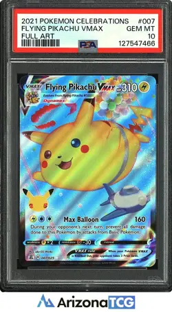 Pokemon 2021 Flying Pikachu VMAX 007/025 Full Art Celebrations GEM MINT PSA 10 - Image 1