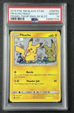 PIKACHU PSA 10 2019 POKEMON SM BLACK STAR PROMO #SM162 TEAM UP SINGLE BLISTER 32 - Image 1