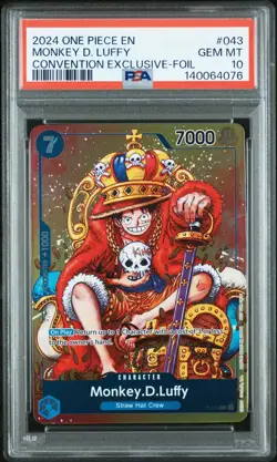 2024 One Piece ENGLISH Convention Foil p-043 Monkey D Luffy PSA 10 GEM MINT - Image 1