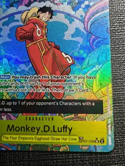 One Piece Monkey D. Luffy OP07-109 Treasure Rare TR TCG Near Mint - Image 5