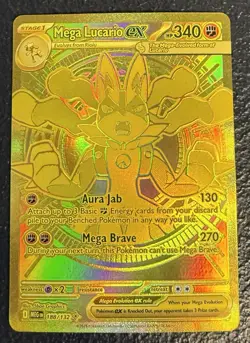 🔥 Pokemon TCG Mega Lucario EX 188/132 Mega Evolution Gold Hyper Rare Card NM 🔥 - Image 1