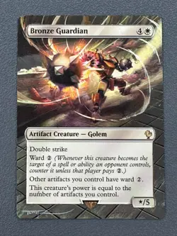 Bronze Guardian MTG Final Fantasy Hand Painted Borderless Full Altered Art Tentz - Image 1