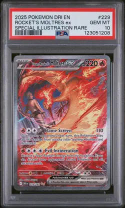 POKEMON 2025 ROCKET'S MOLTRES ex DESTINED RIVALS #229 PSA 10 - Image 1