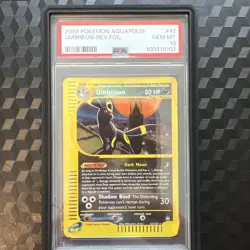 Pokemon AQUAPOLIS - Umbreon - REVERSE HOLO #41 PSA 10 - GEM MINT Low Pop - Image 1