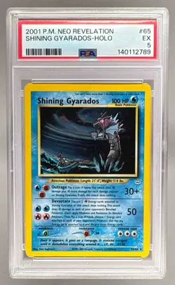 140112789 Shining Gyarados 2001 Pokemon Neo Revelation #65 Holo PSA 5 - Image 1