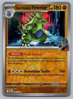 2025 Pokemon Destined Rivals Team Rocket's Tyranitar 096/182 Reverse Holo - Image 1