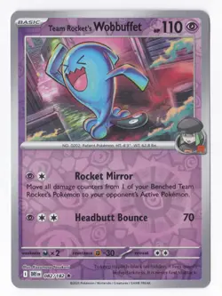 Pokemon Team Rocket's Wobbuffet Destined Rivals 082/182 Reverse Holo Rare - NM - Image 1