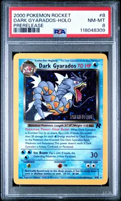 PSA 8 Dark Gyarados Prerelease Holo Rare 8/82 Pokemon Team Rocket English WOTC - Image 1