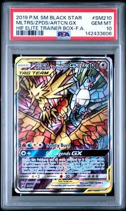 2019 POKEMON SM BLACK STAR PROMO FULL ART/MOLTRES & ZAPDOS & ARTICUNO GX PSA 10 - Image 1