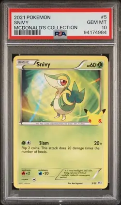 2021 POKEMON MCDONALD'S COLLECTION #5 SNIVY PSA 10 -- LOW POP! - Image 1
