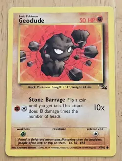 Geodude 47/62 Fossil Set Unlimited Common Pokemon TCG 1999 LP-NM - Image 1
