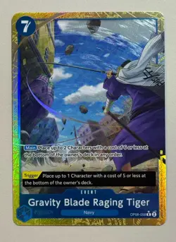 One Piece Gravity Blade Raging Tiger OP06-058 Alt Art PRB02 English - Image 1