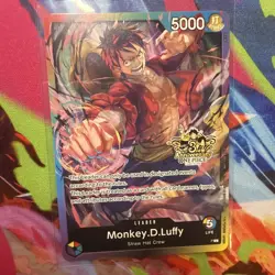 One Piece TCG - Monkey D. Luffy Rainbow Leader 3rd Anniversary Stamped Promo NM - Image 1