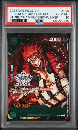 2023 ONE PIECE PROMOS STORE CHAMP-WINNER #003 EUSTASS "CAPTAIN" KID PSA 10 - Image 1