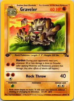 Graveler 37/62 1st Edition LP Pokemon Card TCG Fossil - Image 1