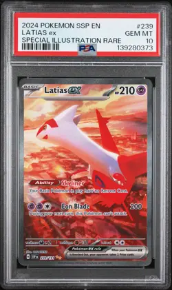 2024 POKEMON SSP EN-SURGING SPARKS SPECIAL ILLUSTRATION RARE LATIAS EX PSA 10 - Image 1