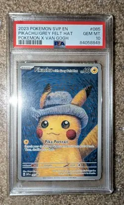 PSA 10 2023 Pikachu with Grey Felt Hat 085 SVP Promo Van Gogh - Image 1