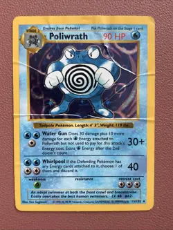 Poliwrath Holo Rare Pokemon TCG 13/102 Base Set Shadowless (DAMAGED SEE PHOTOS) - Image 1
