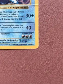 Poliwrath Holo Rare Pokemon TCG 13/102 Base Set Shadowless (DAMAGED SEE PHOTOS) - Image 2