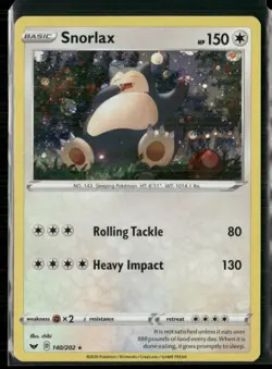 2020 Pokemon Sword & Shield LP Snorlax #140/202 Cosmos Holo Rare B - Image 1