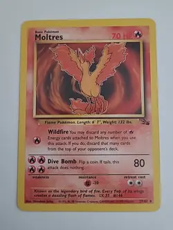 Moltres 27/62 Fossil Unlimited NonHolo Rare WoTC Pokemon TradingCardGame 1999 LP - Image 1