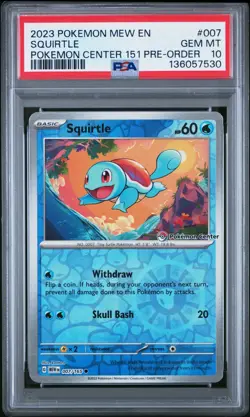 POKEMON 2023 SQUIRTLE MEW EN-151 #007 PSA 10 - Image 1