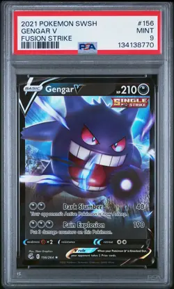 2021 POKEMON SWORD & SHIELD FUSION STRIKE #156 GENGAR V PSA 9 - Image 1