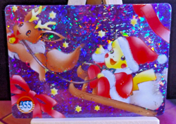 POKEMON POCKET MONSTERS VENDING PRISM STICKER 355 PIKACHU SANTA WITH EEVEE - Image 1