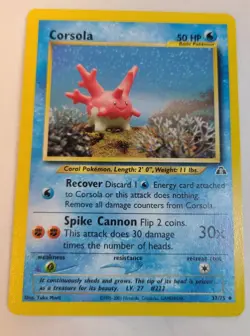 Pokemon TCG Corsola Neo Discovery 37/75 Unlimited Regular Uncommon WOTC NM - Image 1