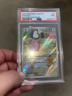 Pokemon Chansey Holo Illustration TCG Card 187/167 Twilight Masquerade PSA 9 - Image 1