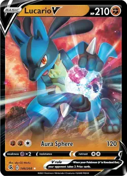 Lucario V 146/264 Ultra Rare Holo SWSH08: Fusion Strike Pokemon Card - Image 1